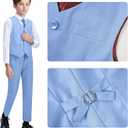 Boys' Suit Kids Suits Tuxedo for Boys Toddler Vest Pants Set Ring Bearer Outfit Dress Clothes (Blue), Size 10