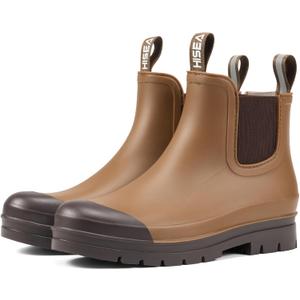 HISEA Women's Short Rain Boots Waterproof Chelsea Boots Fashion Ankle Rubber Garden Shoes Non-Slip Matte PVC Rainboots Lightweight Outdoor Work Booties for Gardening Farming Walking 9