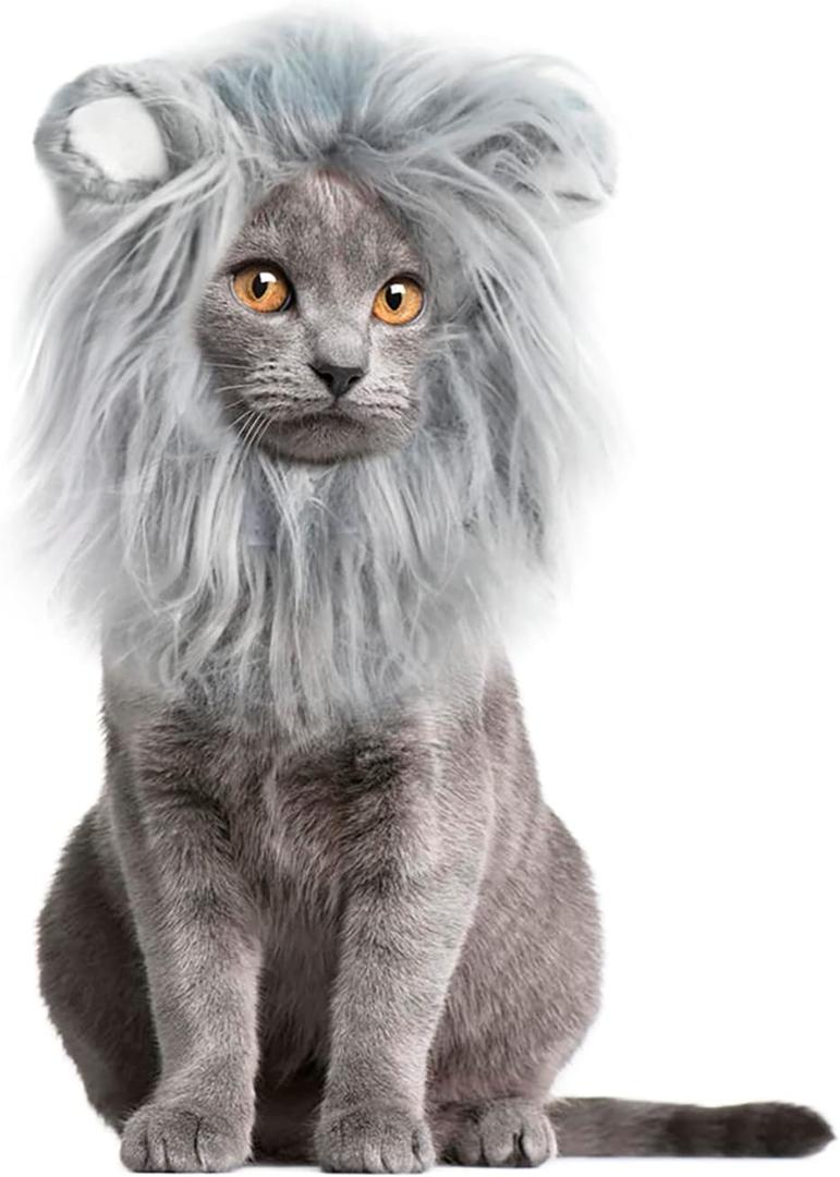 Onmygogo Lion Mane Wig for Cats and Dogs, Funny Pet Cat Costumes for Halloween Christmas, Furry Pet Clothing Accessories