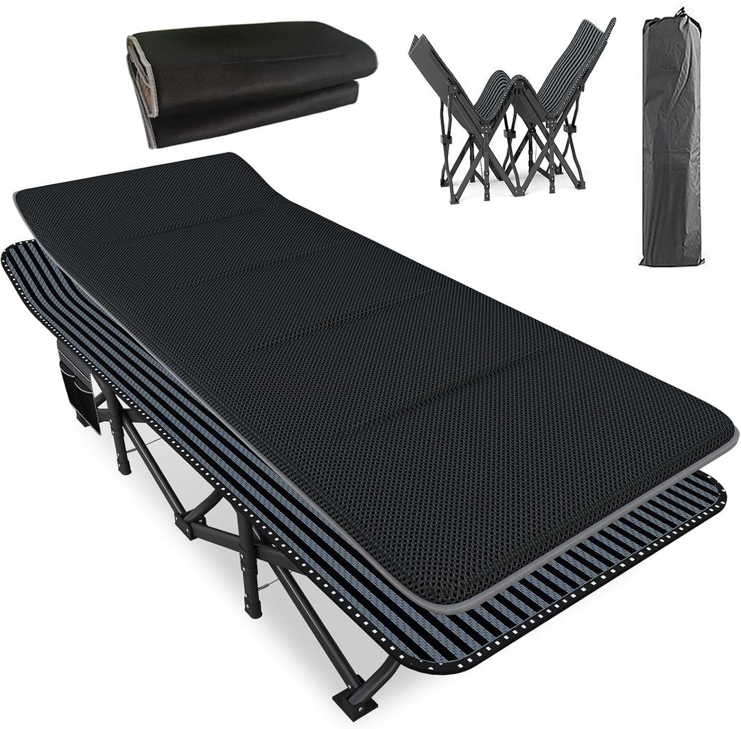 ATORPOK Oversized Camping Cot for Adults with Cushion Comfortable, Extra Wide 31.5'' Folding Bed for Sleeping, Lightweight Folding Bed with Carry Bag Supports 500 lbs, X-Large