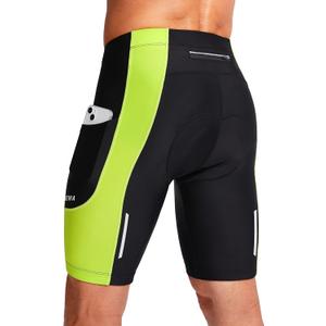 Bicycle Shorts for Men 3D Padded Bike Cycling Underwear Road Biking Biker Mountain Riding Cycle UPF 50+ Shorts Zipper Pockets?Black/ Green Small