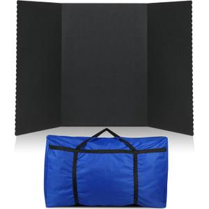 Paterr Trifold Poster Board with Storage Bag, Hook and Loop Fabric, Foldable 3 Panel Presentation Board for Science Fair and Exhibitions(Black,72 x 36 Inch)