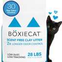 Boxie Unscented 30 Day Odor Control Clumping Clay Cat & Kitty Litter 28 lb, 99.9% Dust-Free, Hard Flat Top Clumps, No Fragrances No Fillers, Long-Lasting, Easy to Scoop