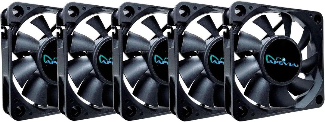 Apevia CF6015S-5 (5 Pk) 60mm x 60mm x 15mm Black Case Fan W/4PIN Molex + 3PIN Motherboard Adapter