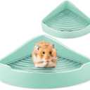 Eccliy Ceramic Corner Litter Box for Small Pets, Tip-Proof, Chew-Resistant, Triangle Potty Trainer Pet Pan for Ferret, Guinea Pig, Rat, Bunny, Chinchilla, Hedgehog, Sugar Glider, Hamster(Cyan)
