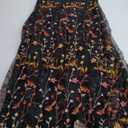 Long Floral Embroidery Dress for Women Flower Embroidered Maxi Dress Spaghetti Straps Formal Evening Party Tulle Prom Dress (Medium, Black)
