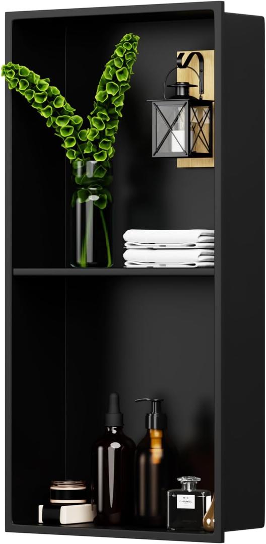 24" X 12" X 4" Stainless Steel Shower Niche Insert Tile Ready, Bathroom Wall Niche, Recessed Shower Shelf for Bathroom Storage, Matte Black 24" X 12" X 4" Stainless Steel Shower Niche Insert Tile Ready, Bathroom Wall Niche, Recessed Shower Shelf for Bathroom Storage, Matte Black