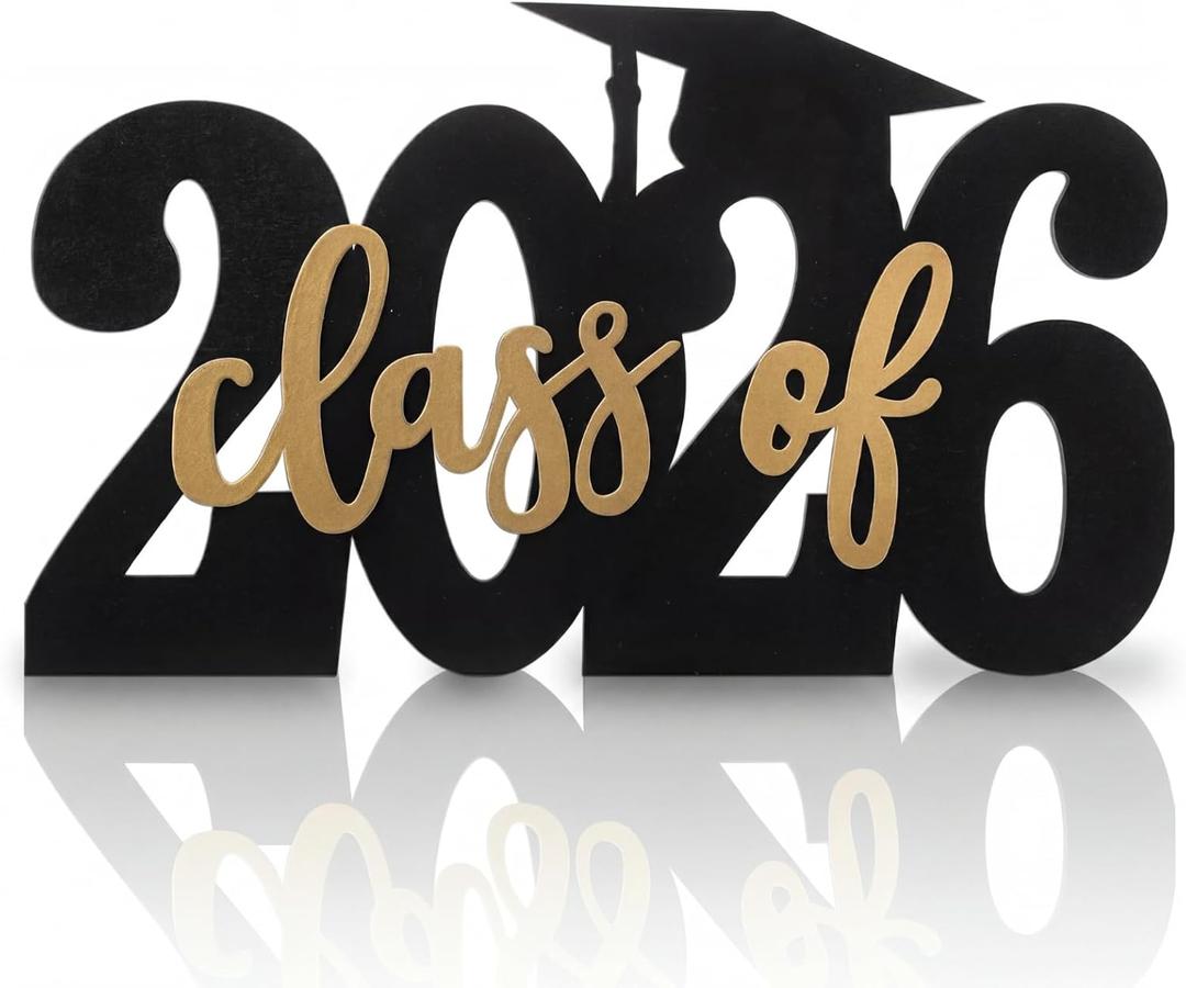 CroBlissful Class of 2026 Wooden Graduation Photo Props 2026 Graduation Decorations Wooden Sign Senior Word Sign College High School Party Supplies 15” x 11”, about 16" x 11"