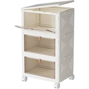 YFXCVSL 23Qt Plastic Storage Bins with Lids 3 Tier, Stackable for Storage, Boxes Lids, Containers, Multifunctional Folding Bedroom, Living Room, Study, Toy White