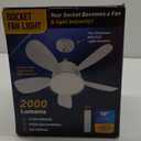 Socket Fan Light with Remote: 18'' Small Ceiling Fans with Lights, 2000 Lumens Dimmable Led Bulb, 3 Colors 3000K-6500K, Easy Install Screw in E26 Base for Bedroom Living Room Kitchen Garage (White)