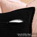 decorUhome Summer Corduroy Black Throw Pillow Covers 20x20 Set of 2 Decorative Soft Boho Farmhouse Couch Pillow Covers for Living Room Bed Sofa Broadside Striped Pillow Cases