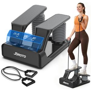JOROTO Air Stepper Exercise Machine with LED Monitor and Resistance Bands, 300LB Capacity Stair Stepper, 5-Level Adjustable Resistance and Low-Impact Steppers for Exercise at Home