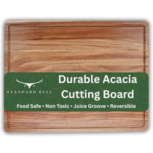 Durable Non Toxic Acacia Wood Cutting Board  Premium Large & Reversible Cutting Boards for Kitchen - Mess-Free Cooking with Juice Groove