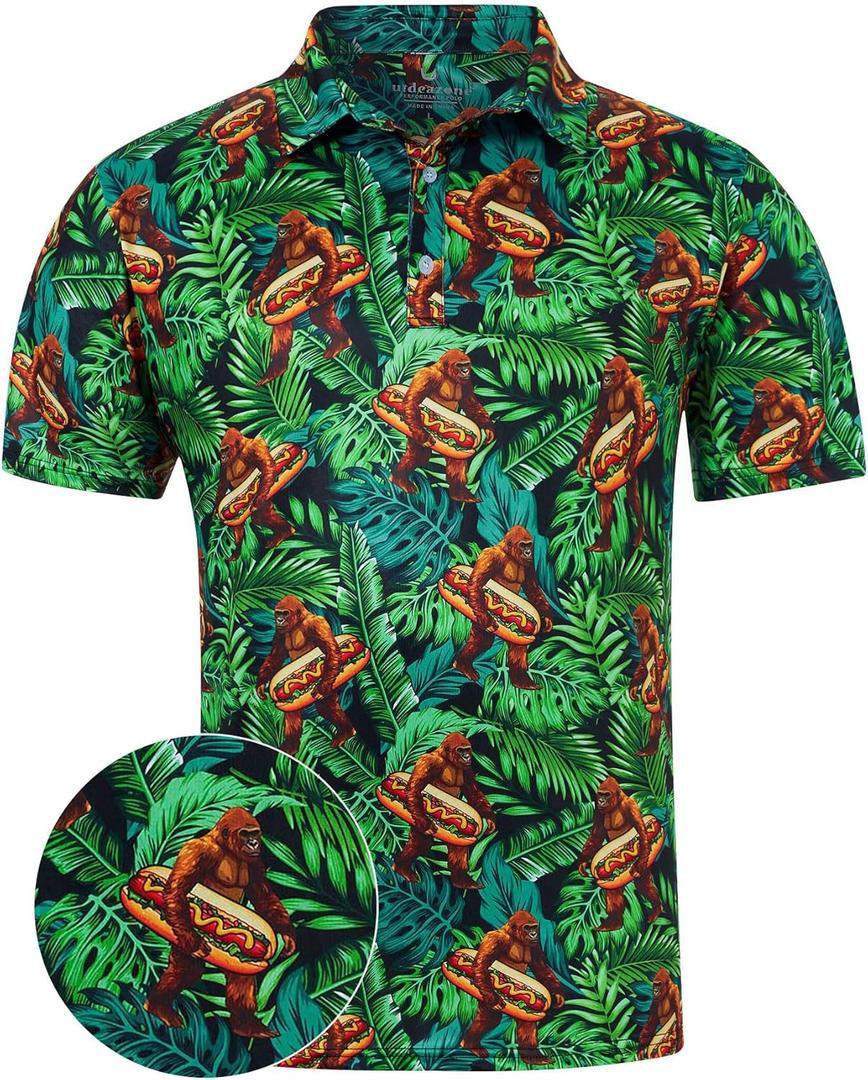 uideazone Golf Shirts for Men Dry Fit Polo Shirt Short Sleeve Moisture Wicking Golf Polos Performance Golf Tennis Shirt (Green, M)