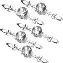 Sumnacon Drawer Dresser Knobs Pull Handles - Crystal Glass Diamond Decorative Knobs with Plate, Cabinet Cupboard Door Knobs with Screws for Kitchen Bathroom Office Decoration Pack of 5 (6.7 Inch, Silver)