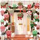30 Pcs Christmas Decorations Outdoor Christmas Hanging Ornaments Peppermint Candy Yard Signs Double Sided Lawn Decorations Peppermint Ornaments for Xmas Party Home(Cute Style)