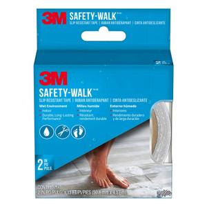 3M Safety-Walk Slip Resistant Tape, 2 in x 15 ft, Anti Slip Clear Tape, Ideal For Slippery & Wet Conditions, Self-Adhesive Backing, Quick & Easy Application, Durable & Long-Lasting (220C-R2X180)