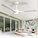 Depuley Ceiling Fan with Light and Remote: 52 Inch White 3 Blade Outdoor Fans for Patios - Dimmable Indoor Fan with Lights Fandelier for Gazebo