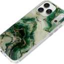for iPhone 17 Pro Phone Case - Green Marble - Ultra-Slim, Shockproof, Camera Bumper, Glossy iPhone Case