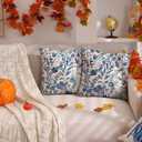DFXSZ Fall Pillow Covers 18x18 inch Set of 2 Fall Decoration Blue Pumpkin Maple Leaf Decor Autumn Outdoor Pillow Cover Thanksgiving Decoration for Home Couch TH146B18