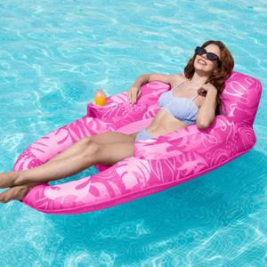 SLOOSH Premium Inflatable Pool Floats Lounger Adult, Fabric Pool Floaties Lounge with Cup Holders Backrest Recliner for Pool Party