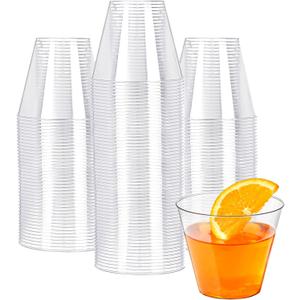 N9R 100PCS 9 oz Clear Plastic Cups for Cold Beverages, Disposable Plastic Cups Tumblers, Heavy Duty Cocktail Cups for Parties, Weedings, Events and Gatherings