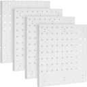 4 Pack Pegboard Wall Organizer for Jewelry, Cooking Utensils (10 x 10 in, White)