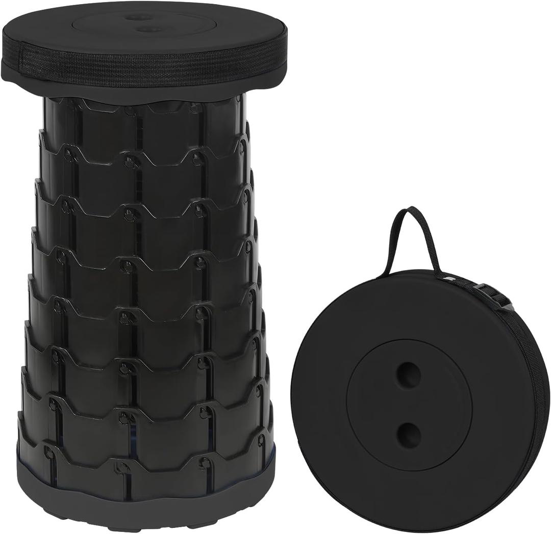 Camping Stool Portable Collapsible Stool Retractable Stool Folding Chair Outdoor Telescopic Stool Capacity 400lb Lightweight for Fishing Hiking Trips BBQ Stool Black