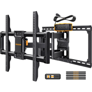 Full Motion TV Wall Mount with Power Strip for 42–90 Inch Tvs up to 150 Lbs, Pre