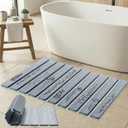 Extra Large Black Floral Super Absorbent Quick Dry Stone Bath Mat 32x20