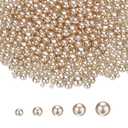 PATIKIL 1000 Pcs No Hole Pearls, 3mm 4mm 5mm 6mm 8mm Mini Round Faux Pearl for Art Crafts Jewelry Making Nail Vase Filler Birthday Wedding Party, Light Brown