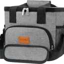 Portable Soft Cooler Bag - 24/60 Can Insulated Camping Cooler, Leakproof Collapsible Soft Sided Cooler for Drink, Suitable for Picnic, Beach, Outdoor, Lunch, Work, Ice Chest (Grey)