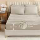 Litanika Oversized King Comforter Sets Oatmeal - 7 Pieces Bed in a Bag Oversized King Bedding Comforter Sets, Solid Lightweight Bed Set with Comforter, Sheets, Pillowcases & Shams
