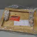 SwallowLiving Farmhouse Wood Riser for Display Decorative, Rustic Shabby Chic Tray for Kitchen Counter, Coffee Bar Table, Dining Room, Wooden Rectangle Beaded Pedestal Stand for Food, Natural