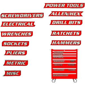 12 Pack of Magnetic Toolbox Labels - 3D-Printed Magnets Tool Box Labels, General Reusable Tags for Steel Toolboxes, Carts, Drawers, and Cabinets