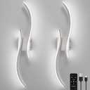 Battery Operated Wall Sconces Set of 2, Rechargeable Dimmable Battery Wall Light with Remote Control, Brushed Nickel LED Wireless Wall Light for Living Room Bedroom Hallway, 31.5inch (Brushed Nickel)