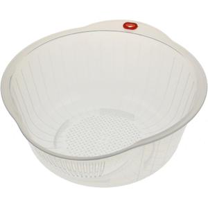 Kotobuki Japanese Rice Washer with Dual Drain, Clear