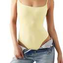 Suuksess Women Sexy Square Neck Thong Bodysuit Backless Cami Bodysuit Top, Small