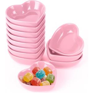 8PCS 3.2inch Heart Shaped Bowl Heart Bowl For Candy Lovers, Office Desk Decor, Home Snack Display, Valentine'S Day, Wedding Celebrations, Birthday Parties,Family Kitchen Use (PINK)