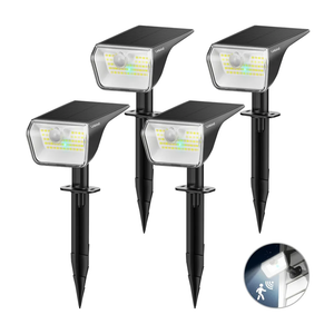 Linkind Solar Lights Outdoor Waterproof IP67, 3000K/6500K Solar Motion Sensor Lights with 6 Modes, 60 LEDs Solar Powered Spot Lights Outside Landscape Lighting for Garden Yard Pathway, 4 Pack
