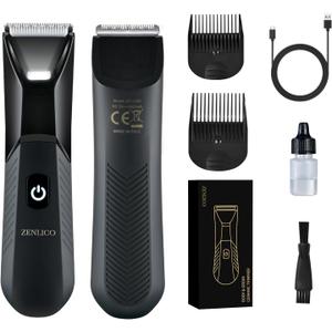 Manscape Body Hair Trimmer, Pubic Hair Trimmer for Men, Ceramic Blade Body Shavers with USB-C Charging, Replaceable Heads Ball Razors with Led Spotlight, 90 Minutes Shaving, Ideal Gift for Men
