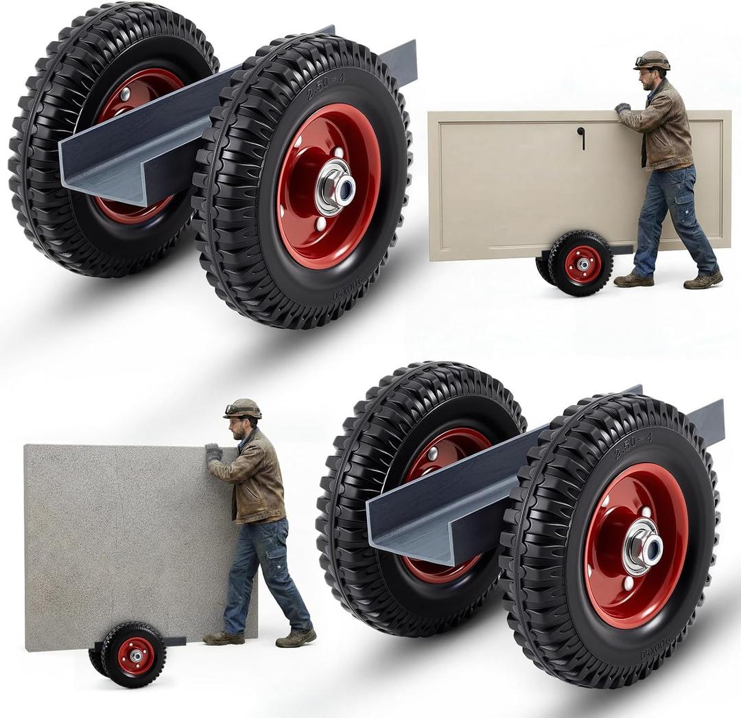 2 Pack Moving Panel Dolly, Door Dolly 440 Lbs / 200 Kg Load Capacity, up to 2.76'' Width Capacity, Heavy Duty Cart with 8'' Solid Rubber Wheels, Steel Mover for Wood, Plywood, Door, Fence