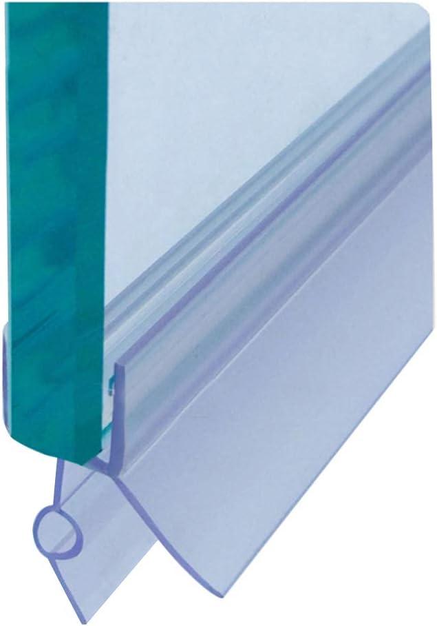Frameless Shower Door Bottom Seal with Drip Rail for 3/8"(10mm) Glass, Length 27.5"/0.7m, Glass Door Sweep Stop Shower Leaking