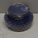 LIYH 60 Pcs Navy Blue Plastic Scalloped Plates with Gold Rim, Dark Blue Disposable Plates for Party Included 30 Dinner Plate 10.25 Inch, 30 Dessert Plate 7.5 Inch Elegant Dishes Tableware