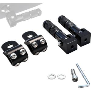 Universal Foot Pegs for Ridstar Q20, Ebike, Motorcycle - Foldable Anti-Skid Footrest with Anodic Oxidation Coating, Dual Mounting for 30-35mm Tube & M8 Hole (1 Pair, Black)