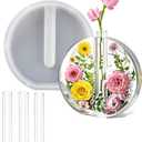 Large Vase Resin Molds, Round Silicone Molds for Epoxy Resin, Deep Resin Mold for Flowers w/3 Test Tubes, 3D Resin Art Molds for Flowers Preservation, DIY Gifts, Wedding Valentine Home Decors