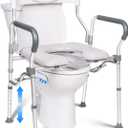Raised Toilet Seat with Handles, Width and Height Adjustable Commode Chair for Toilet with Arms