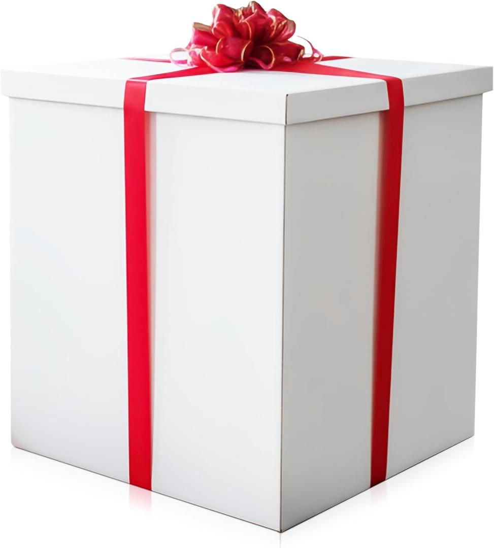Extra Large Gift Box 28x28x28"Giant, Jumbo, White Gift Boxes with Lid for Large Gifts, Big Presents for Birthday Surprise, Gender Reveal, Valentine's Day, Chinese New Year and Other Celebrations, Not for Heavy-Duty Storage Use