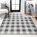 JONATHAN Y Machine Washable Indoor Area Rug 5X8 Light Gray/Dark Gray/Cream, Gingham Gradient Plaid Cottage for Living Room, Bedroom, Kitchen, Easy-Cleaning, Pet-Friendly, Non-Shedding WSH303A-5