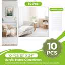 10 Pcs 12" x 24" Acrylic Self Adhesive Mirror Tiles for Wall 2mm Thick Flexible Stick Mirror Sheets Mirror for Home Gym Bedroom Ceiling Workout